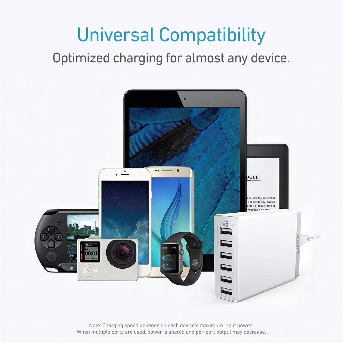 Anker Puerto cargador Anker 60 W/12 A 6-Port 6 Cargador USB para iPhone 6/6 Plus, iPad Air 2/Mini 3, Samsung Galaxy S6/S6 Edge, Note 5 y más - vista 3
