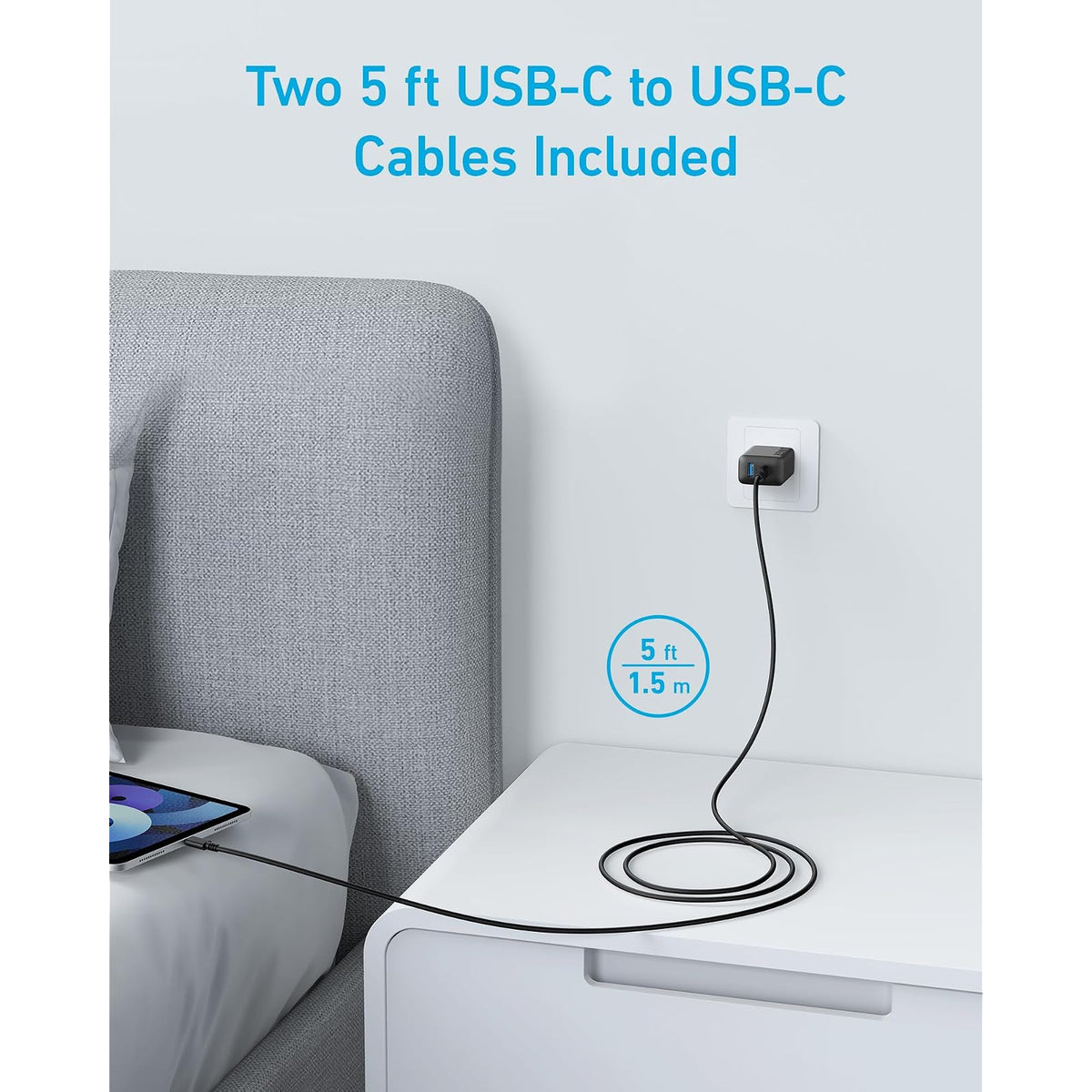 Cable Anker Cargador para iPhone 16, paquete de 2 bloques de cargador USB C rápido de 20 W, cable USB C, cable de carga tipo C, carga rápida - vista 3