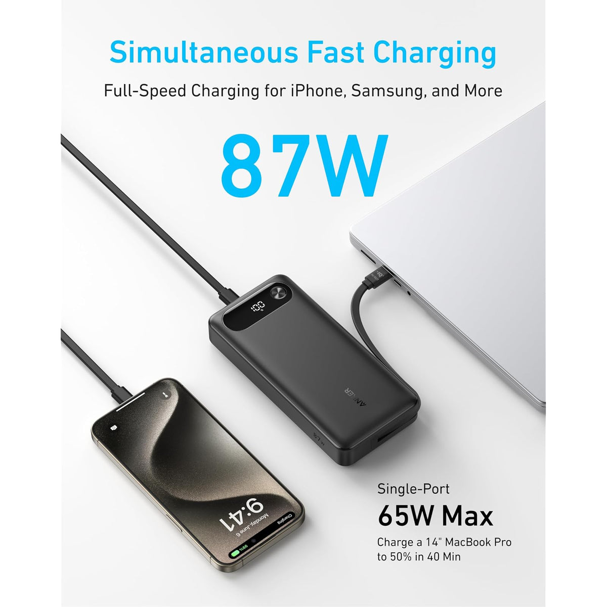 Power Bank Anker 20,000mAh Travel Essential, cable USB-C incorporado - vista 2