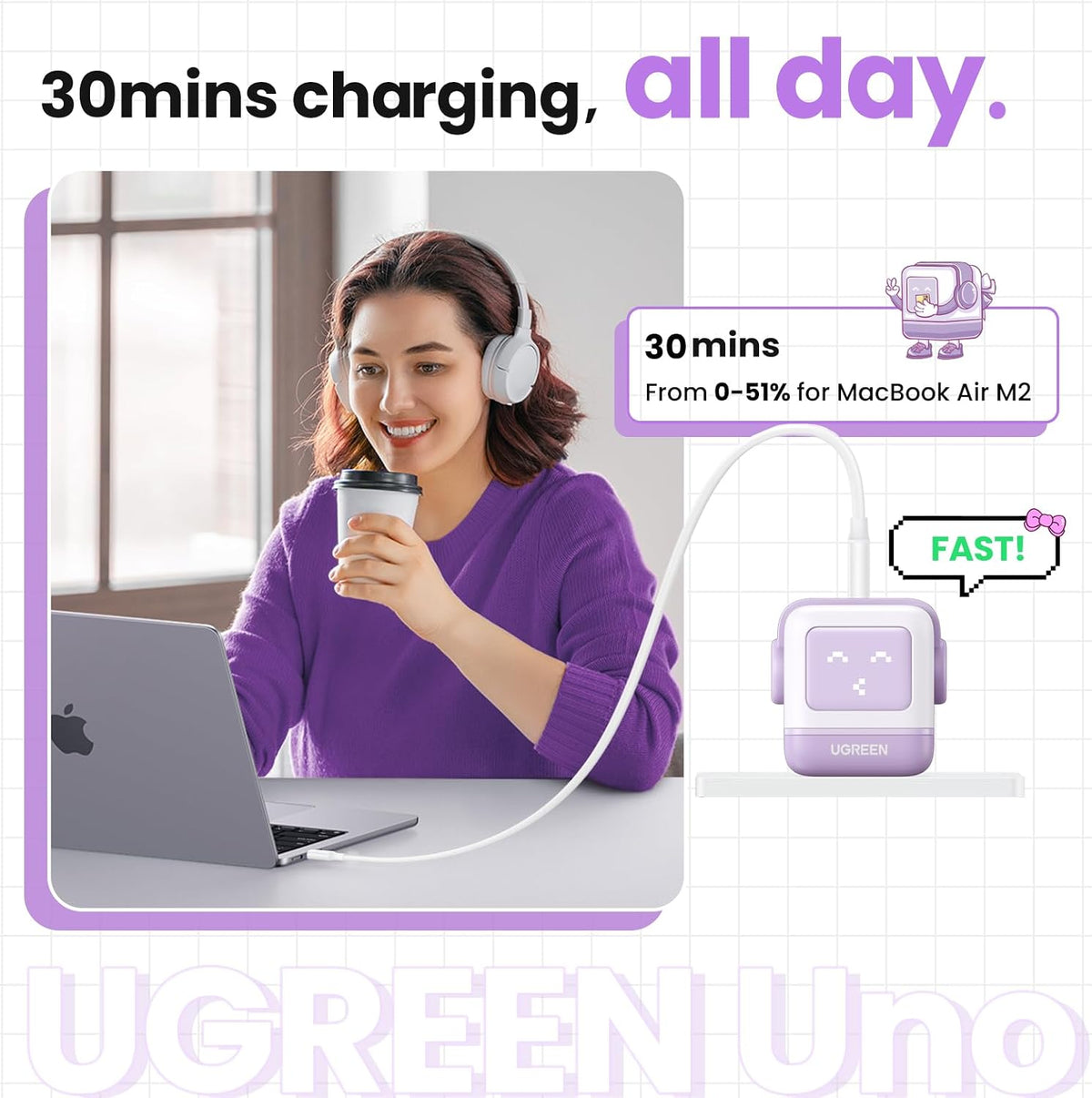 Cargador-de-Pared-UGREEN-Uno-65-W-GaN-de-3-Puertos-USB-C-3