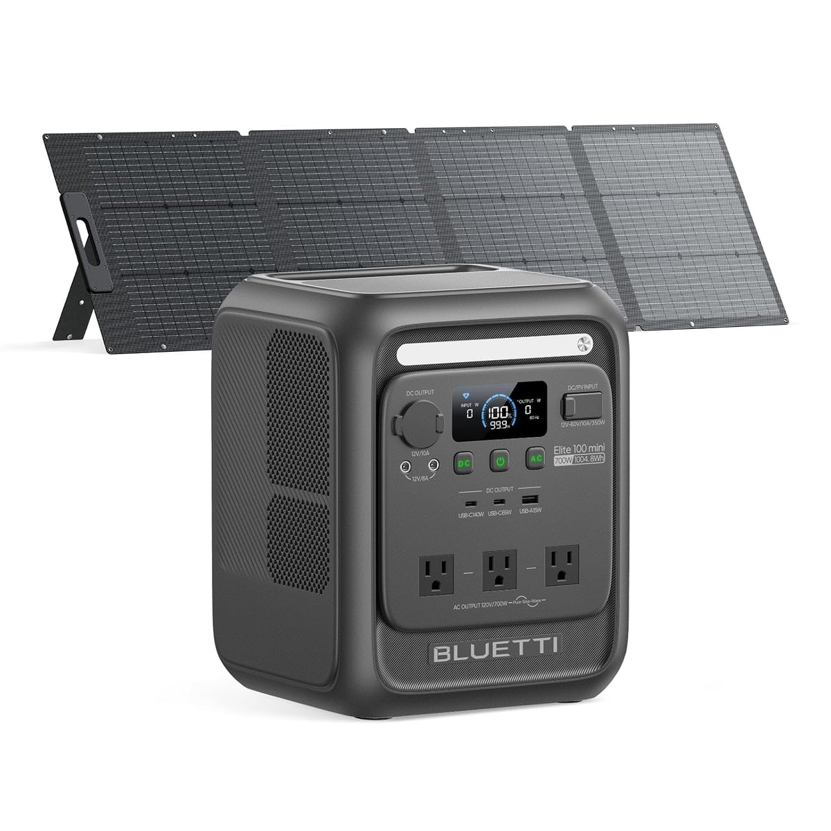 Estación de Energía Portátil BLUETTI Elite 100 Mini, 1004.8 Wh, 1400 W + Panel Solar 200 W