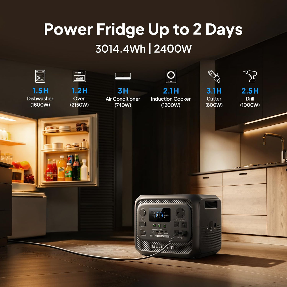 Estación de Energía Portátil BLUETTI Elite 300, 3014.4 Wh, 2400 W + Cargador de Alternador 2