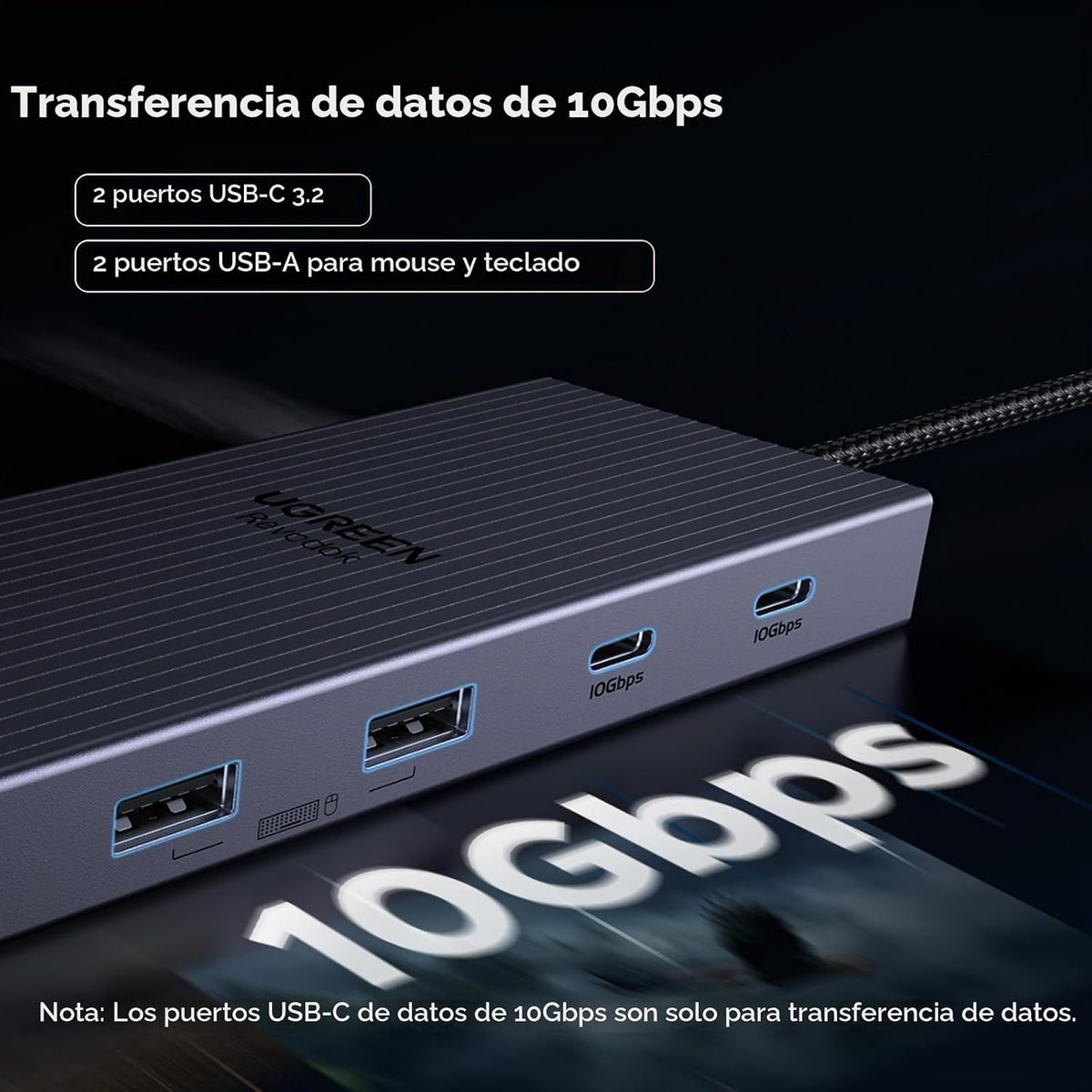 Estación-de-Acoplamiento-UGREEN-USB-C-12-en-1-para-Triple-Monitor-4K-con-2-HDMI-y-DP-5