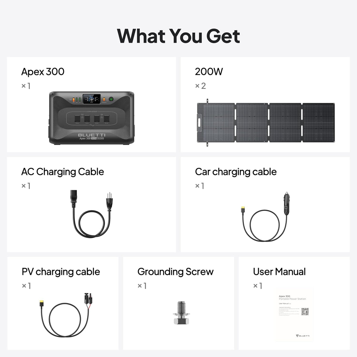Estación de Energía Portátil BLUETTI Apex 300, 2764.8 Wh + 2 x Panel Solar 200 W