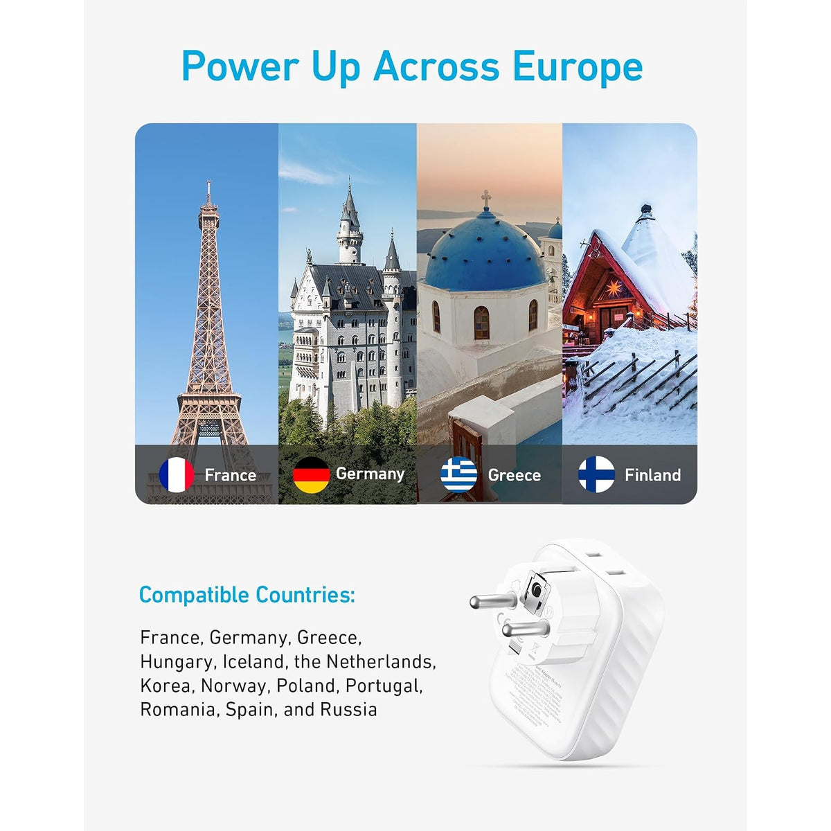 Adaptador Anker Travel Adapter, European Travel Plug Adapter, US to Europe 15W 2-Pack - vista 5