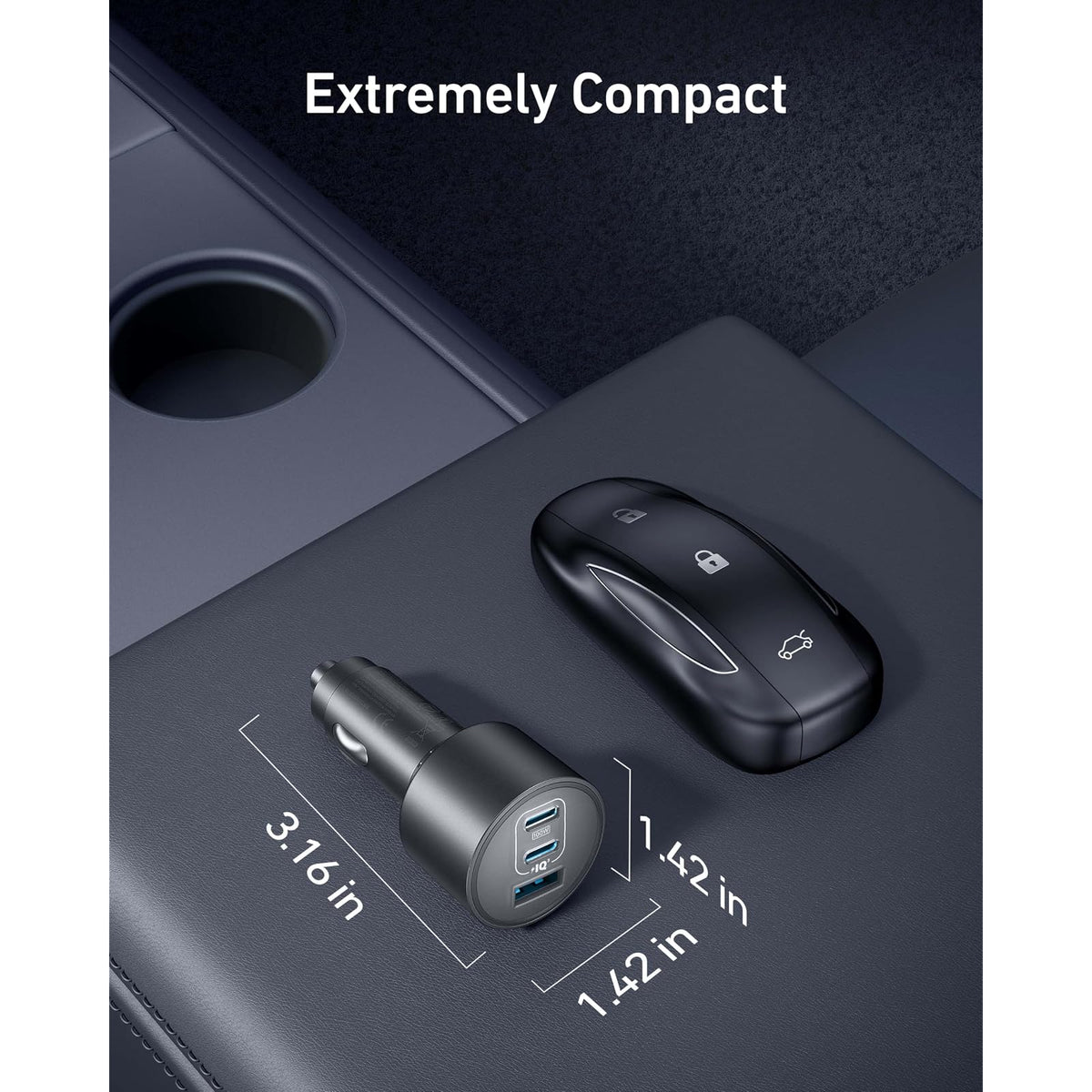Cargador Anker de coche de carga rápida USB C ultracompacto de 3 puertos de - vista 6