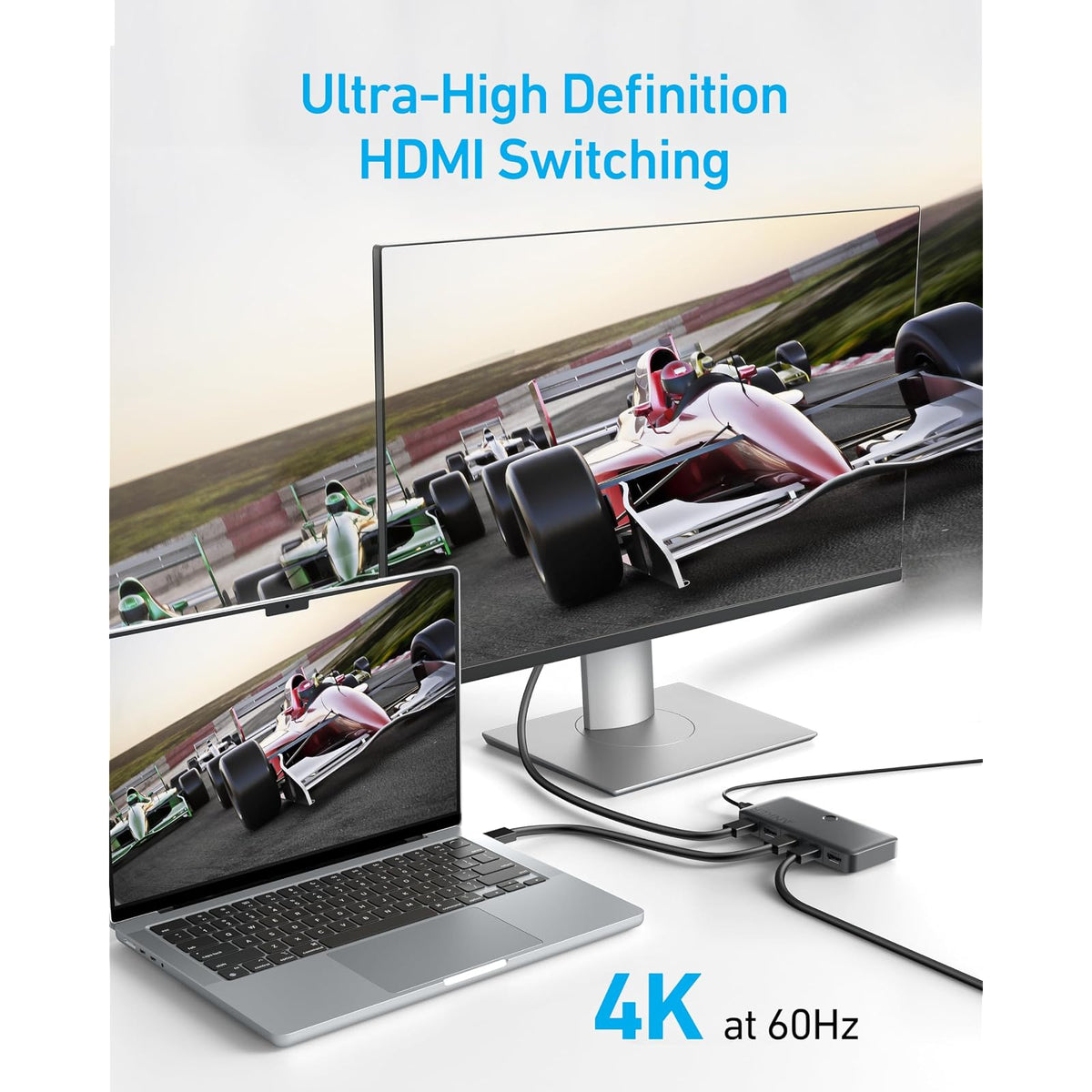 Conmutador Anker HDMI, 4K 60Hz HDMI Switcher Cable HDMI 8K @60Hz, 6 pies - vista 4