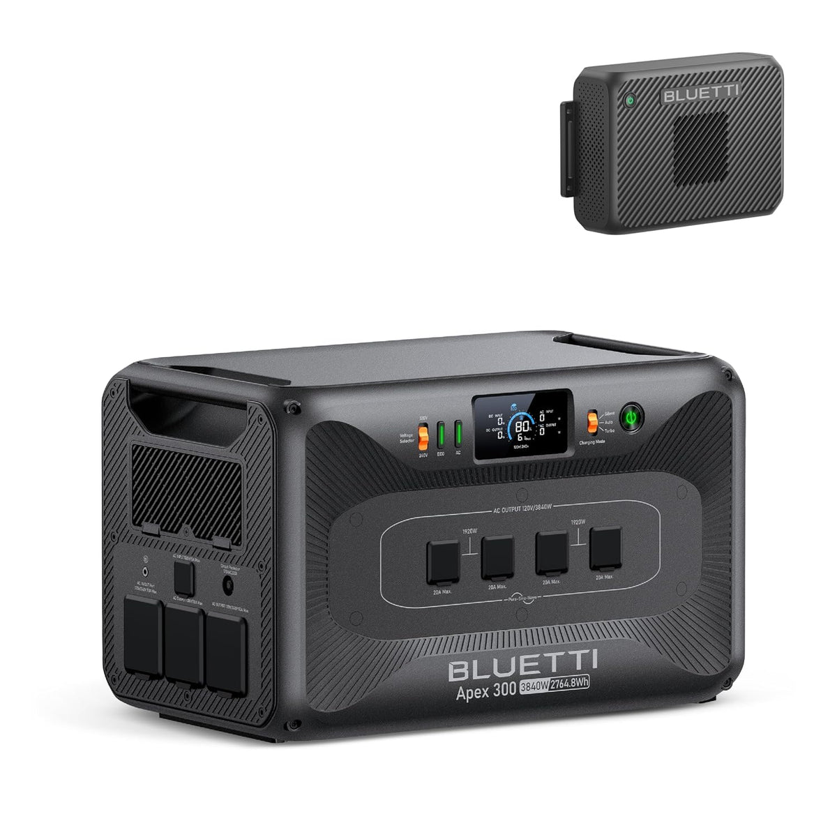 Estación de Energía Portátil BLUETTI Apex 300, 2764.8 Wh, 1200 W + Cargador de Alternador 2