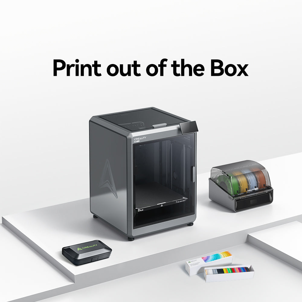 Impresora 3D Creality K2 Plus: volumen 350×350×350 mm, impresión multicolor, extrusor de tracción directa y funciones de