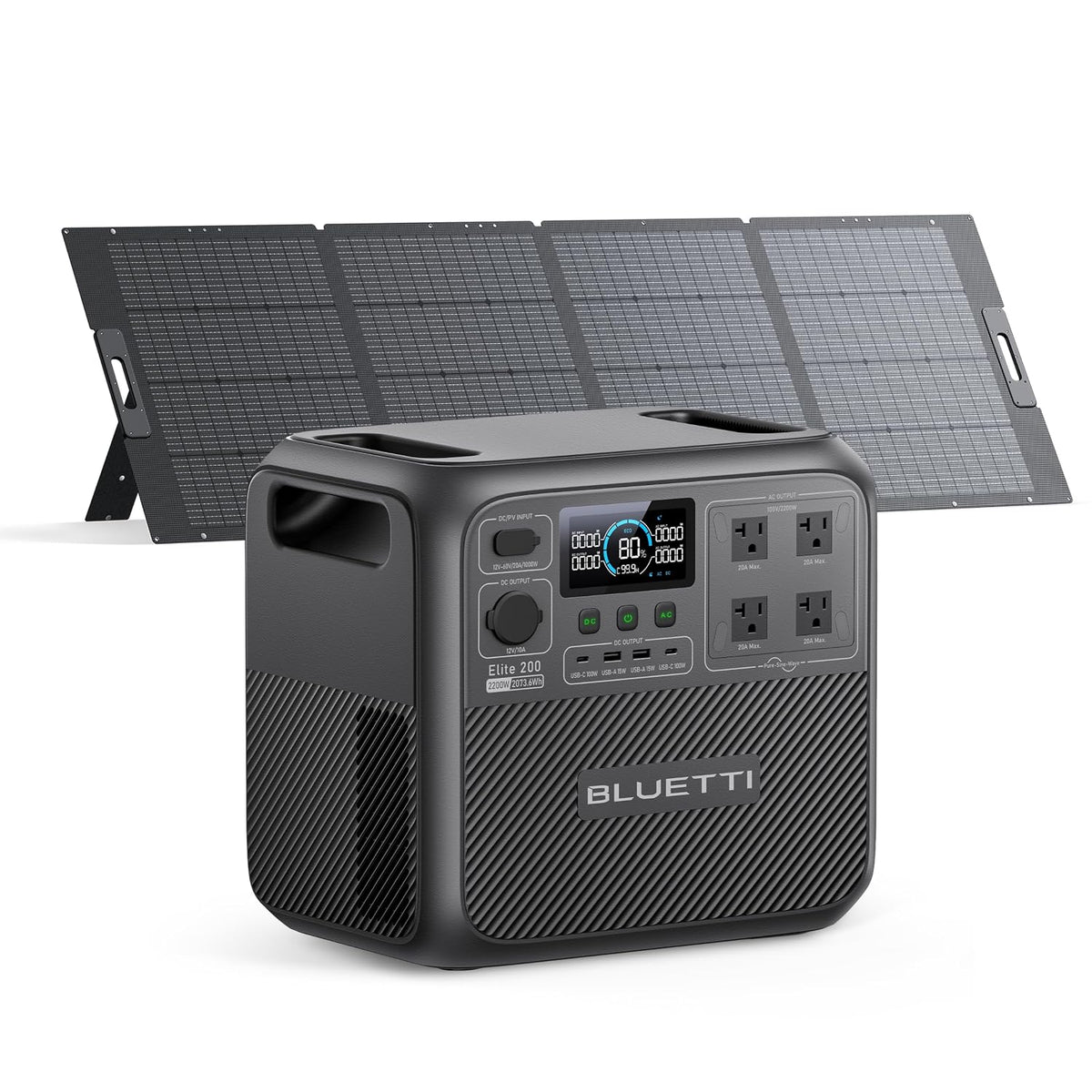 Estación de Energía Portátil BLUETTI Elite 200 V2, 2073.6 Wh, 2600 W + Panel Solar 350 W