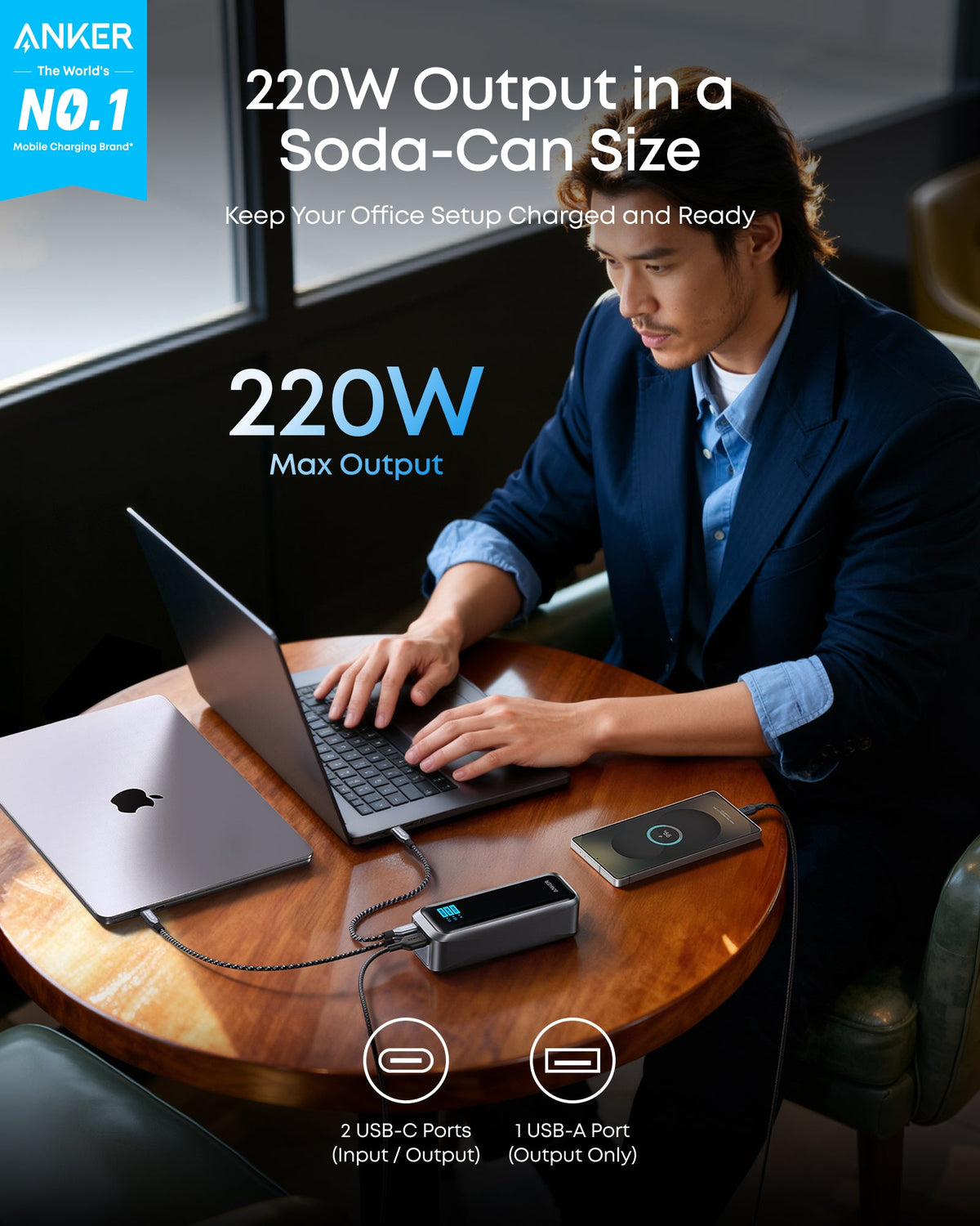 Power Bank Anker Prime 20K 220W 20.100mAh Carga Rápida 140W