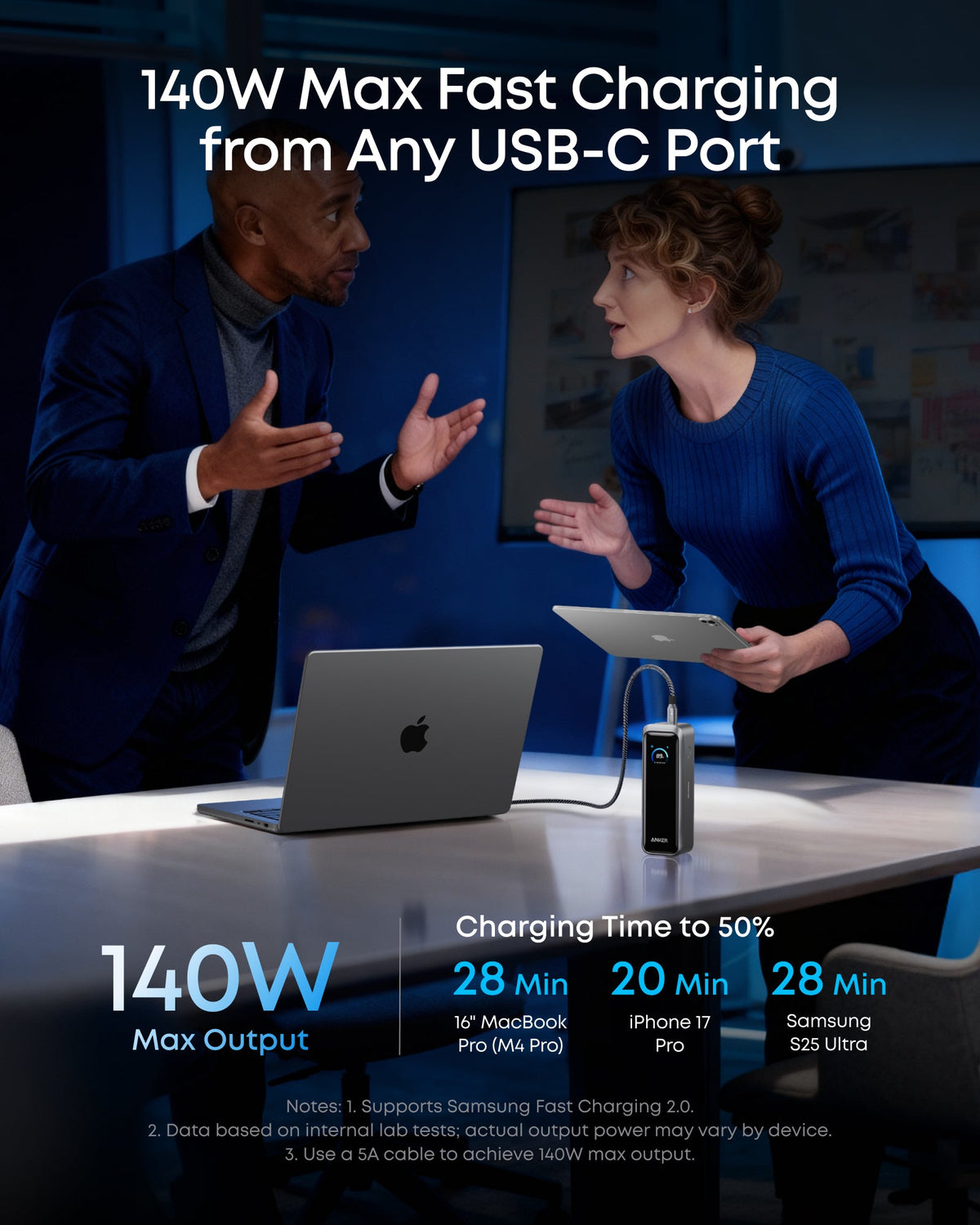 Power Bank Anker Prime 20K 220W 20.100mAh Carga Rápida 140W