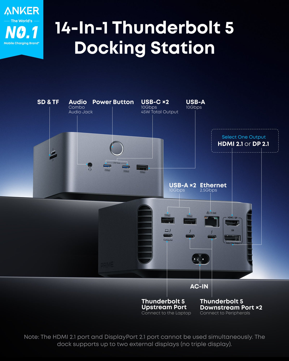 Docking Station Anker TB5 14 en 1 Triple Display