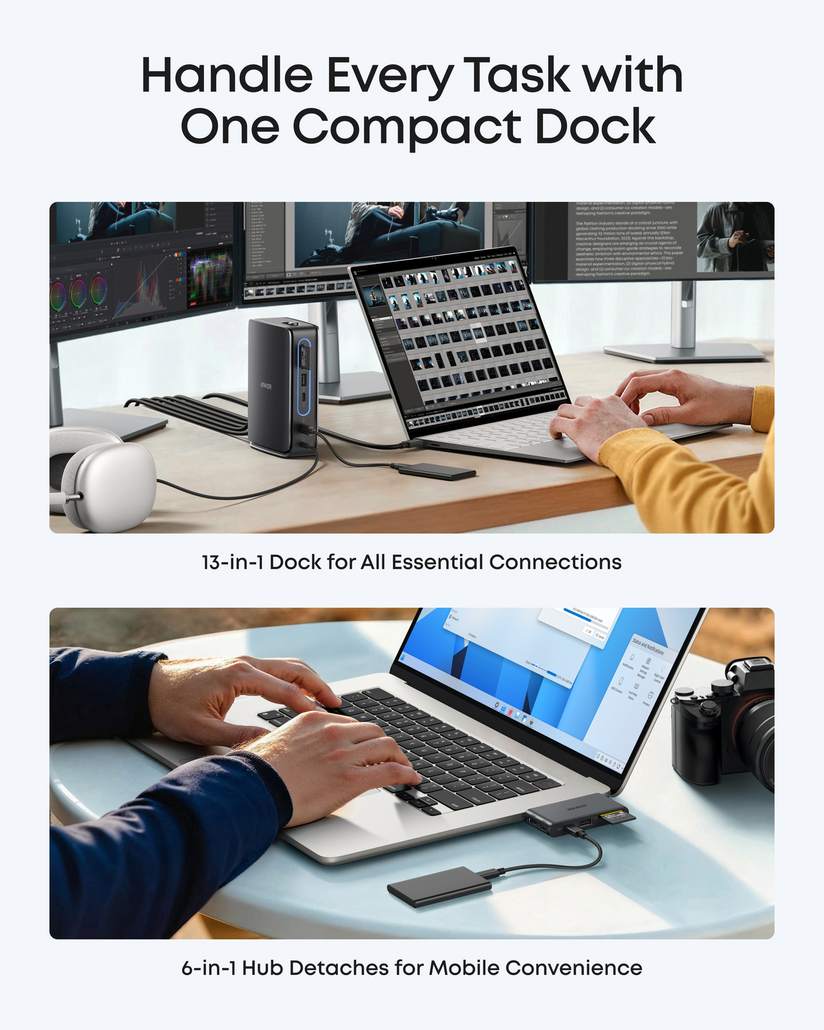 Docking Station Anker Nano 3 Display Dock+Hub 13 en 1 con Hub Removible A83C3