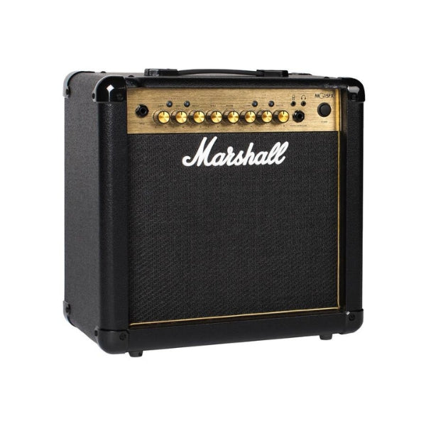 Amplificador-combo-para-guitarra-Marshall-MG15GFX-15W-con-efectos-digitales,-reverb-y-ecualizador-de-3-bandas-Negro