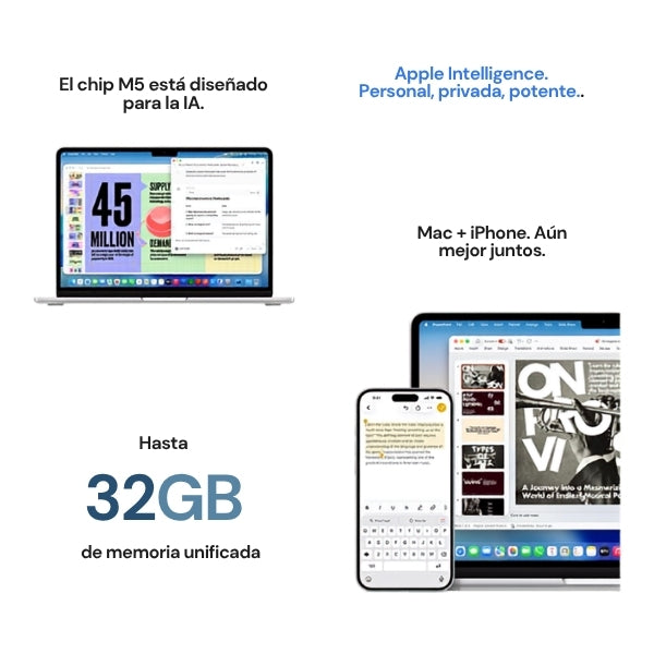 Apple MacBook Air 13 MDH74LLA - Early 2026 - Silver - Apple M5 10-Core CPU - 16GB RAM - 512GB SSD - 8-Core GPU - Liquid Retina 13,6 - macOS - WiFi 7 - Bluetooth 6