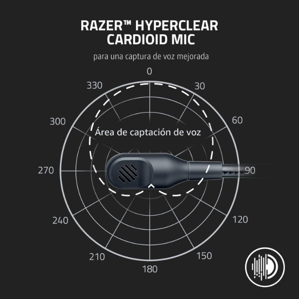 Audífono - Gaming - Razer - BlackShark - V2 - X - 3.5mm - Multiplataforma - 7.1 - Surround - Microfono - HyperClear - Blanco - RZ04-03240700-R3U1-micro