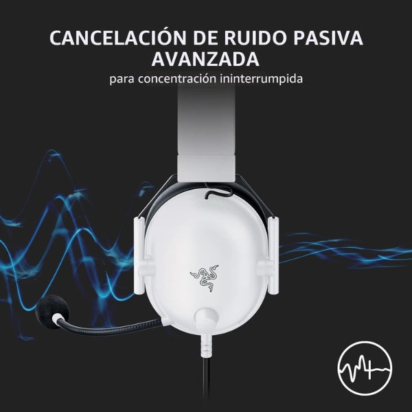 Audífono - Gaming - Razer - BlackShark - V2 - X - 3.5mm - Multiplataforma - 7.1 - Surround - Microfono - HyperClear - Blanco - RZ04-03240700-R3U1-ruido