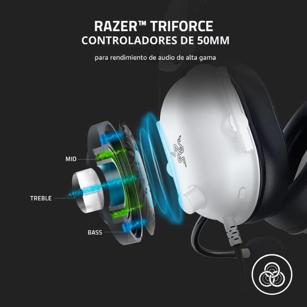 Audífono - Gaming - Razer - BlackShark - V2 - X - 3.5mm - Multiplataforma - 7.1 - Surround - Microfono - HyperClear - Blanco - RZ04-03240700-R3U1-