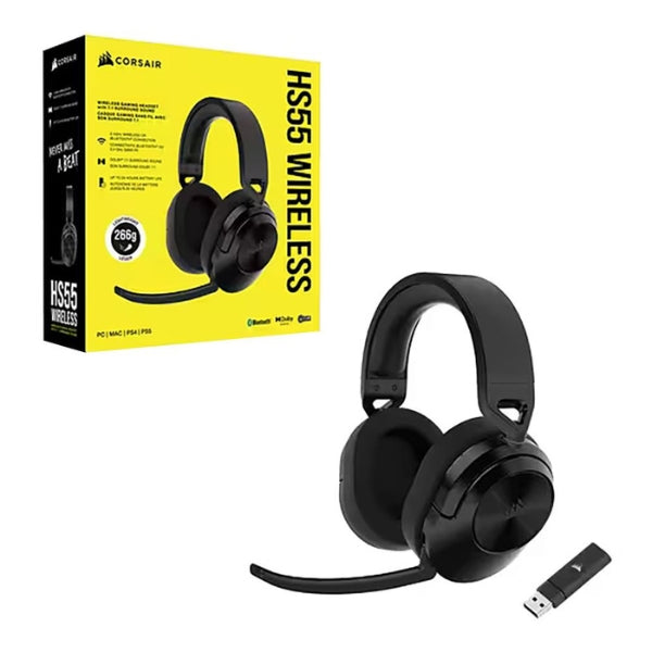 Audífonos-Gamer-Inalámbricos-Corsair-HS55-Wireless-2.4GHz-Bluetooth-5.2-Dolby-Audio-7.1-Drivers-50mm-Neodymium-CA-9011280-NA-Negro
