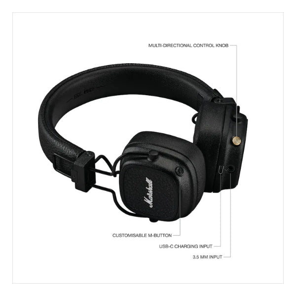 Audífonos-Marshall-Major-V-Bluetooth-On-Ear-plegables-con-micrófono-y-batería-de-100-horas-Negro