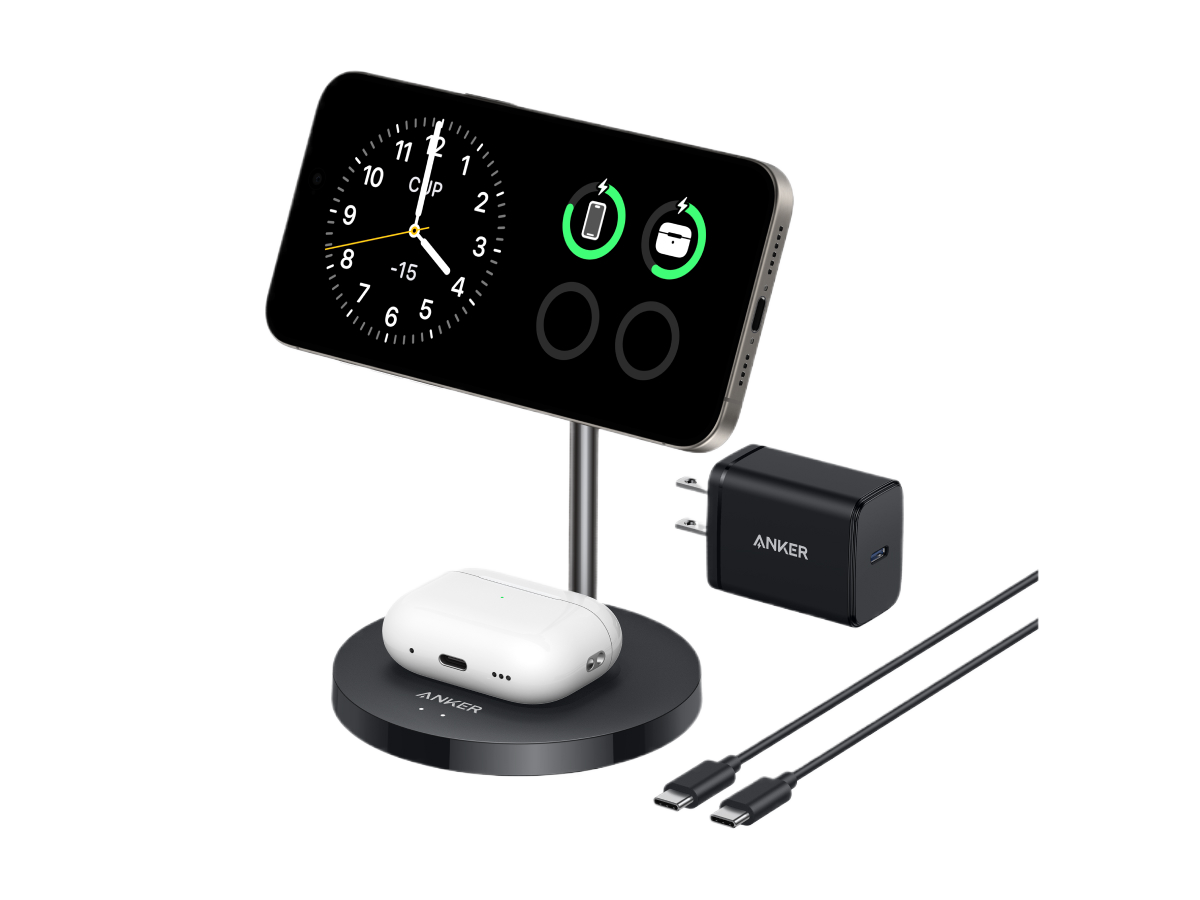 Cargador Inalámbrico Anker MagGo 2 en 1 con Soporte - Blanco