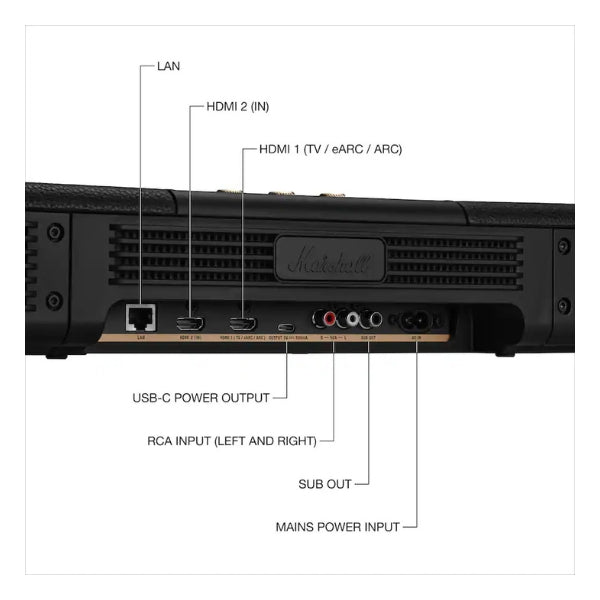 Barra-de-sonido-Marshall-Heston-120-5,1,2-Dolby-Atmos-y-DTSX-con-subwoofer-integrado-Negro