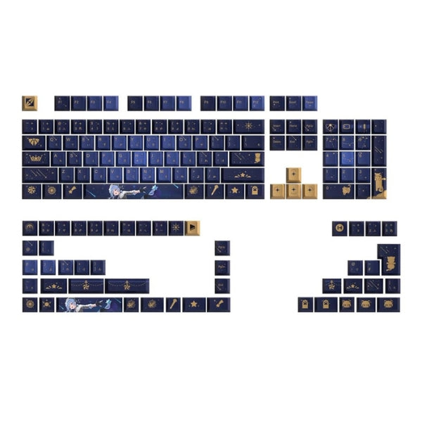 Bundle - HYTE - Stargazers - Keycaps - y - Desk - Pad - Cherry - Profile - MX - Compatible - PBT - Dye - Sublimated - 153 - Piezas - ANSI - UKISO - JIS - Deskpad - 90x40cm - Rosuuri