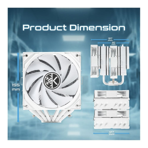 CPU-Cooler-KingCool-CRYO-TITAN-ARGB-260-W-59,63-CFM-29,8-dBA-Blanco