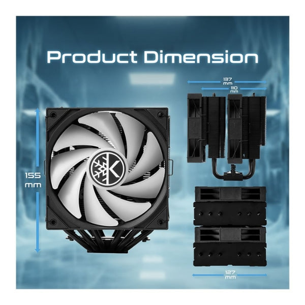 CPU-Cooler-KingCool-CRYO-TITAN-ARGB-260-W-59,63-CFM-29,8-dBA-Negro