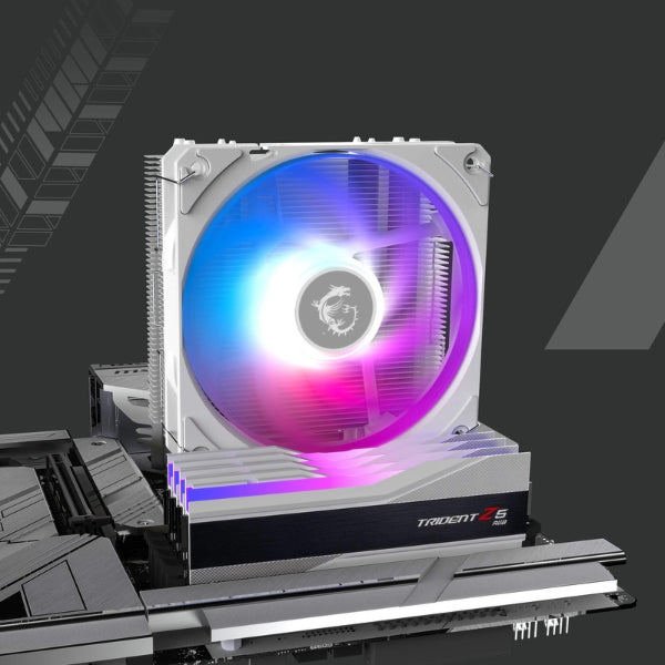 CPU Cooler - MSI - MAG - COREFROZR - AA13 - Torre - 4 - Heatpipes - TDP - 240W - ARGB - Intel - LGA1700 - LGA1851 - AMD - AM4 - AM5 - Blanco