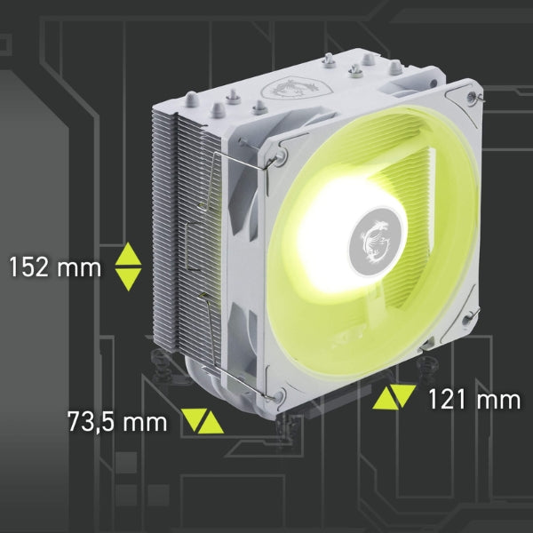 CPU Cooler - MSI - MAG - COREFROZR - AA13 - Torre - 4 - Heatpipes - TDP - 240W - ARGB - Intel - LGA1700 - LGA1851 - AMD - AM4 - AM5 - Blanco