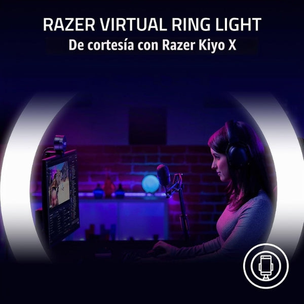 Cámara - Web - Gaming - Razer - Kiyo - X - Full - HD - 1080p - 30FPS - 720p - 60FPS - Enfoque - Automático - USB - Negro-rayos