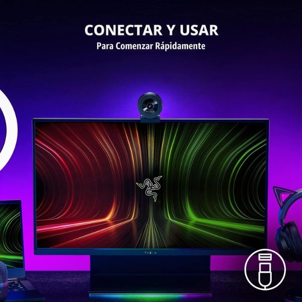 Cámara - Web - Gaming - Razer - Kiyo - X - Full - HD - 1080p - 30FPS - 720p - 60FPS - Enfoque - Automático - USB - Negro-uso
