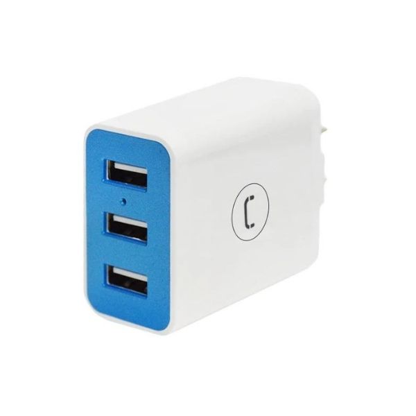 Enchufe USB Pared, Adaptador de Enchufe Triple 6 en 1 con 2 Puertos USB-A,  1 Puerto USB-C, para Viaje en casa, Oficina, Blanco