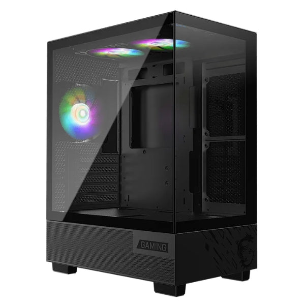 Case - MSI - Gaming - MAG - PANO - M110A - Mid - Tower - Micro - ATX - Vidrio - Templado - RGB - 3x - Fan - 120mm - USB - Negro