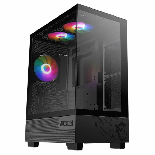 Case - MSI - Gaming - MAG - PANO - M110A - Mid - Tower - Micro - ATX - Vidrio - Templado - RGB - 3x - Fan - 120mm - USB - Negro