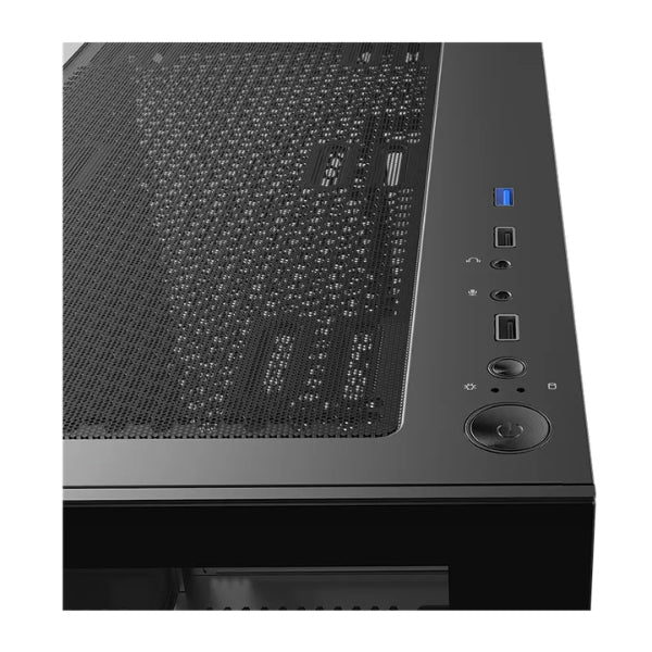 Case - MSI - Gaming - MAG - PANO - M110A - Mid - Tower - Micro - ATX - Vidrio - Templado - RGB - 3x - Fan - 120mm - USB - Negro