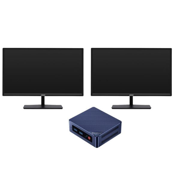 Combo Mini PC Beelink Procesador Intel N100, Wi-Fi 6 y 2 Monitores Jemip Full HD con Frecuencias de 120Hz y 100Hz