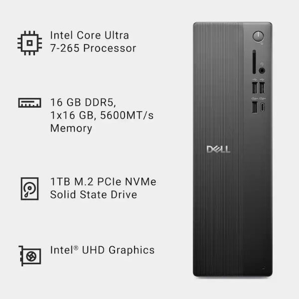 Computador-Dell-Slim-Desktop-Intel-Core-Ultra-7-265-(5,3-GHz)-16-GB-DDR5-1-TB-NVMe-M,2-Intel-UHD-Graphics-180-W-Win-11-Home-Black