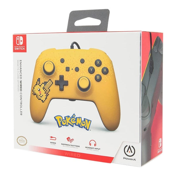 Control - Gaming - PowerA - Pokemon - Enhanced - Wired - Controller - Pixel - Pikachu - Cableado - Switch - 3.5mm - Botones - Programables - 1518383-02 - Amarillo
