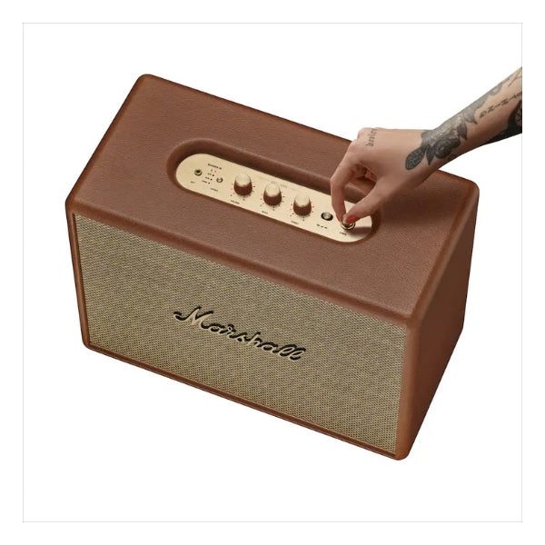 Corneta-para-el-hogar-Marshall-Woburn-III-Bluetooth-con-entradas-auxiliar,-RCA-y-HDMI-Marrón