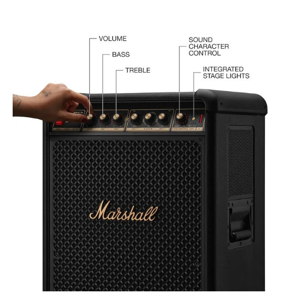 Corneta-portátil-Marshall-Bromley-750-Bluetooth-con-luces-LED-y-batería-de-40-horas-Negro-y-Latón