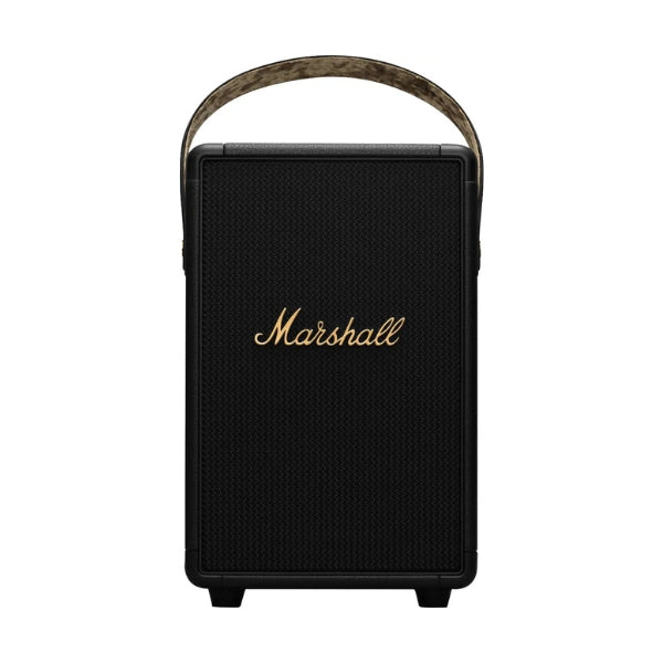 Corneta-portátil-Marshall-Tufton-Bluetooth-con-controles-de-bajos,-agudos-y-volumen-Negro-y-Latón