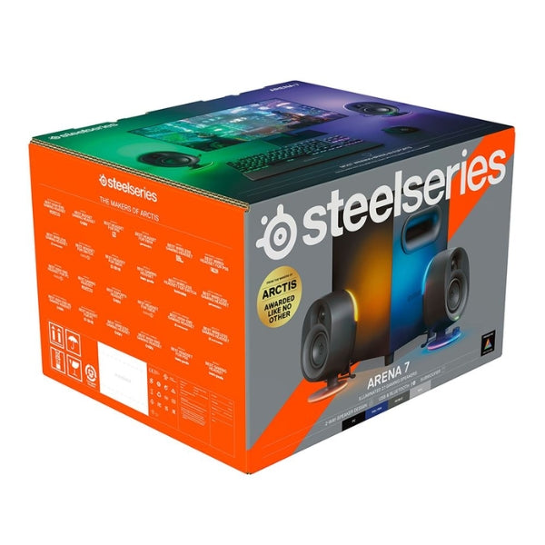 Cornetas - Gaming - SteelSeries - Arena - 7 - 2.1 - Channel - RGB - Bluetooth - Computer - Speakers - Subwoofer - 6.5 - Pulgadas - USB - 3.5mm - Spatial - Audio - 61541 - Negro