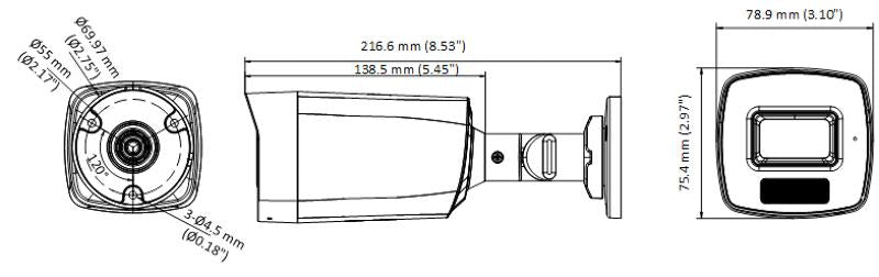 Cámara de Seguridad Hikvision - Bala TURBO HD 3K HÍBRIDA B - N - Color VU - IR 40 MTS - Lente 2.8 mm - DS-2CE17K0T-LFS