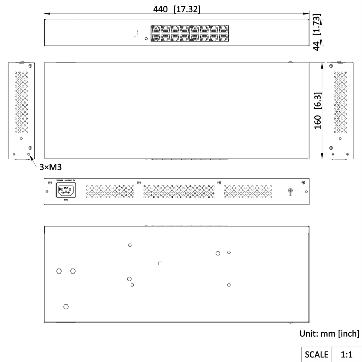 Switch Hikvision - 16 puertos 10 - 100 - 1000 Mbps - carcasa metálica. - DS3E0516E(C)