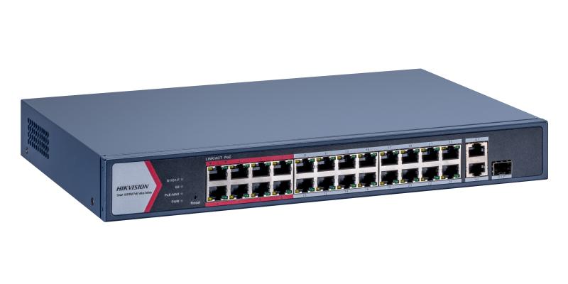 Switch PoE Hikvision - 24 × 10 - 100 Mbps IEEE 802.3af - at - 1 Puerto Gigabit RJ45 - DS-3E1326P-EI/M