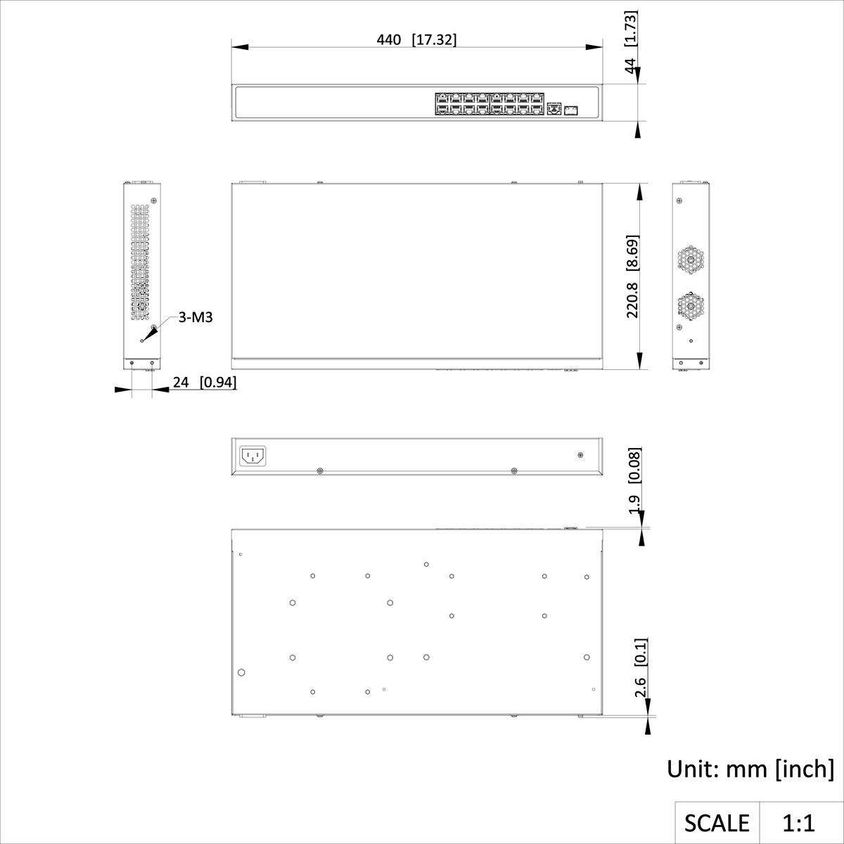 Switch PoE Hikvision - Estándar IEEE 802.3at - af - DS-3E1518P-EI/M