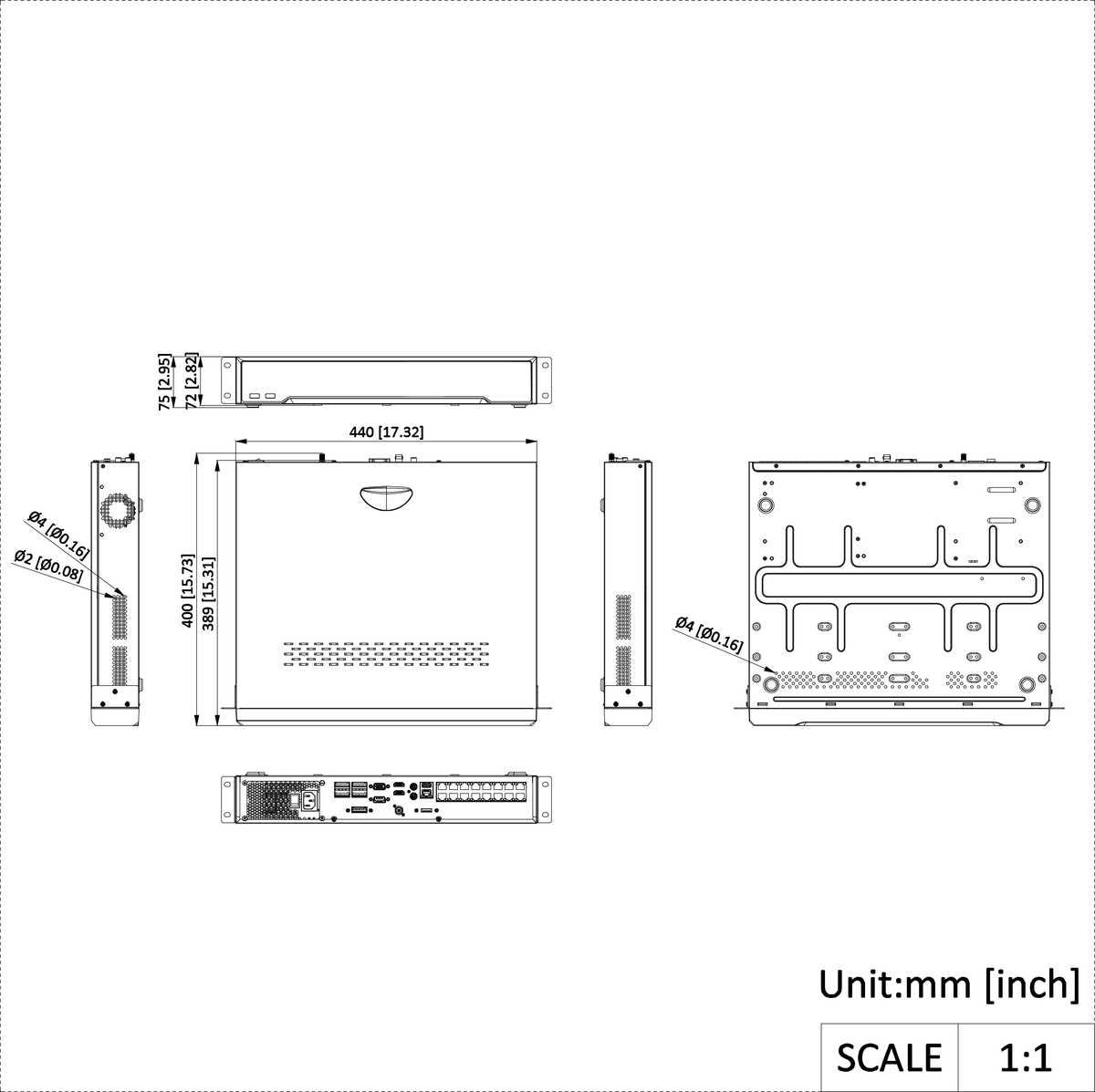 NVR Hikvision - 32 CANALES - 16 PUERTOS POE+ - SOP. 4 HDD (NO INC.) - H.265+ - DS-7732NI-M4/16P